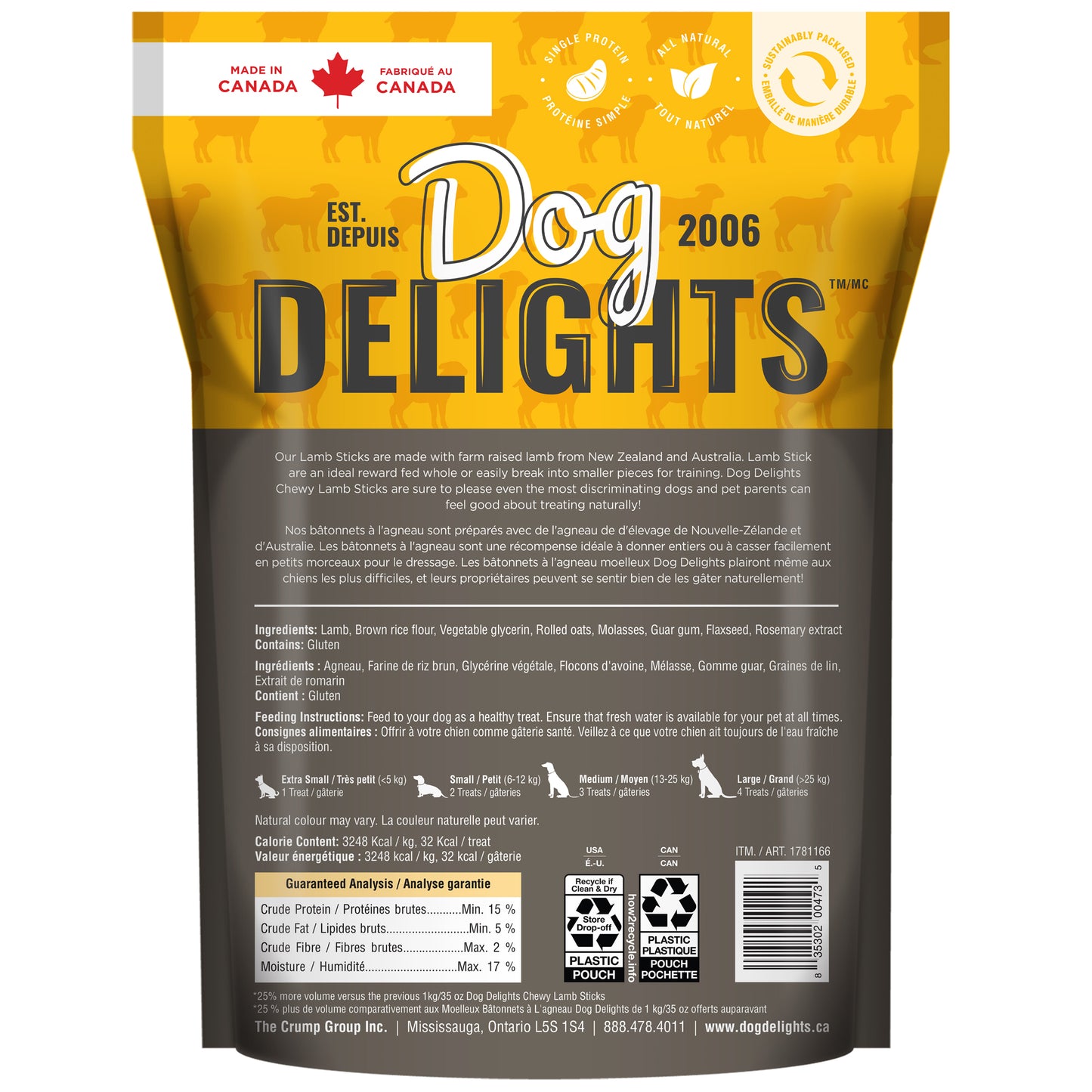 Chewy Lamb Sticks - 1.25kg