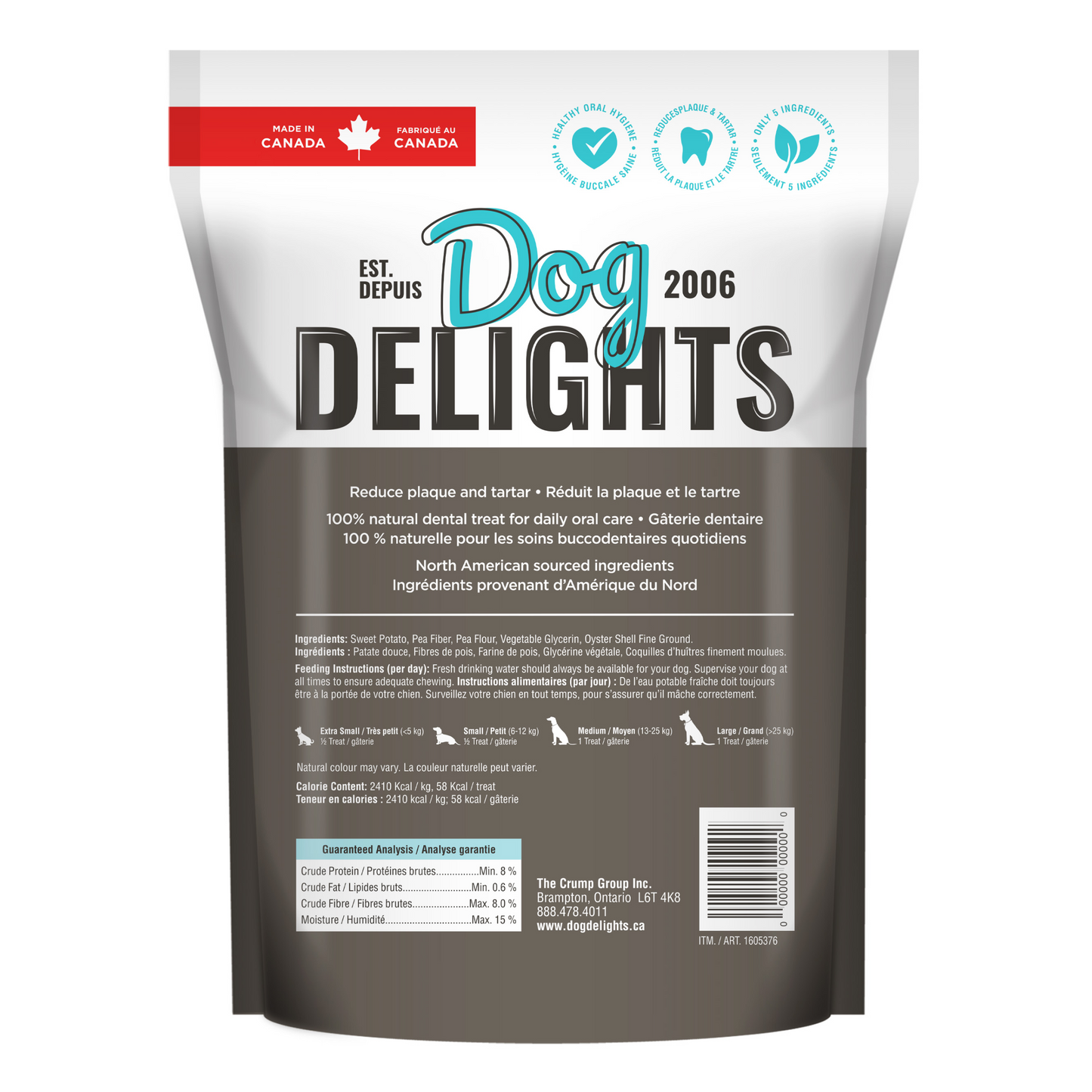 Chewy Performance Sticks - Natural Dental Dog Treats Bag Back | Dog Delights