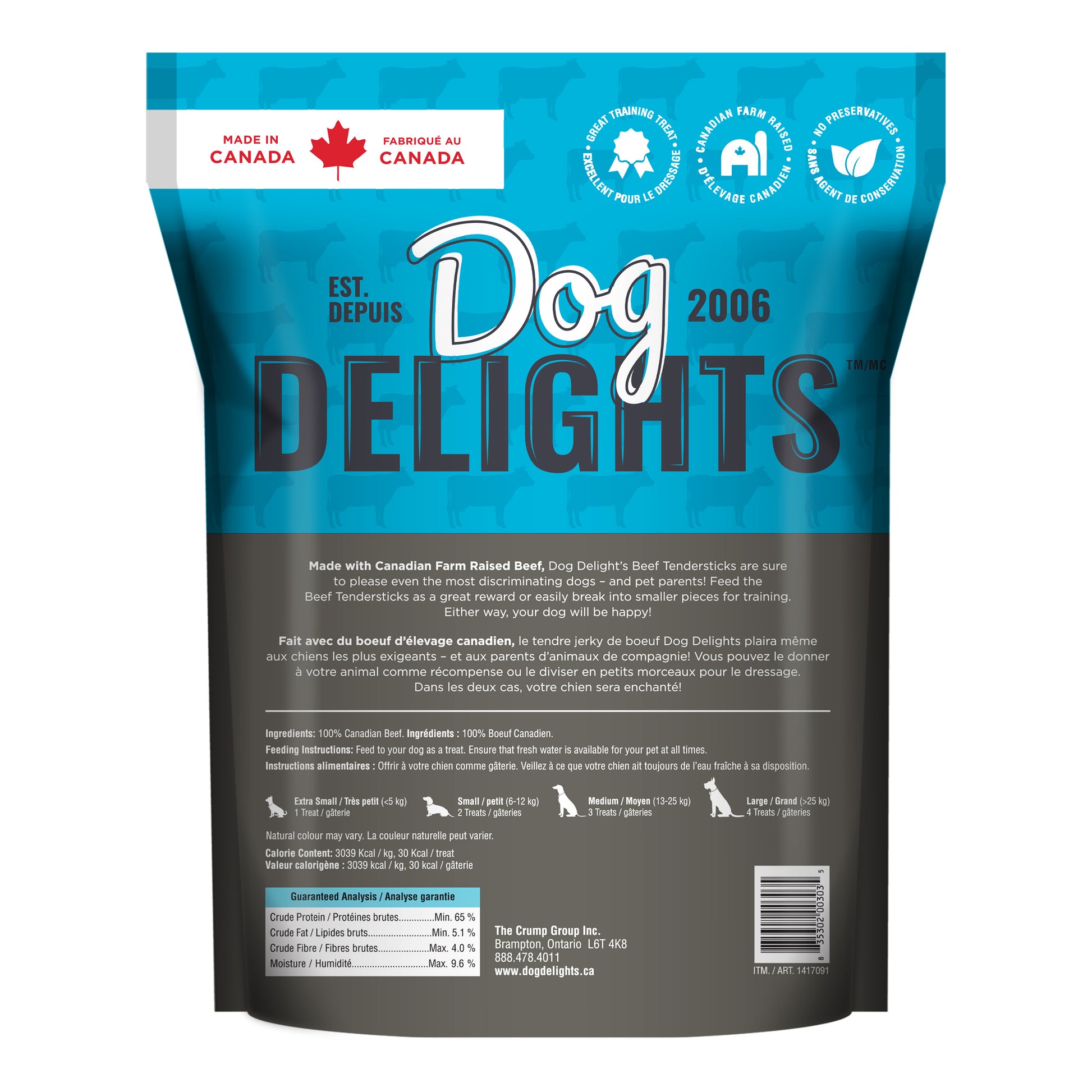 Beef Tendersticks - Beef Liver Dog Treats Bag Back  | Dog Delights